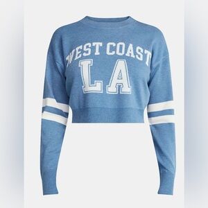 Blue 'West Coast LA' Cropped Sweater